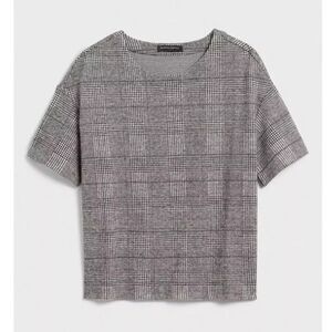 BANANA REPUBLIC Women Black & White Plaid Knit Top Blouse Size M NWOT